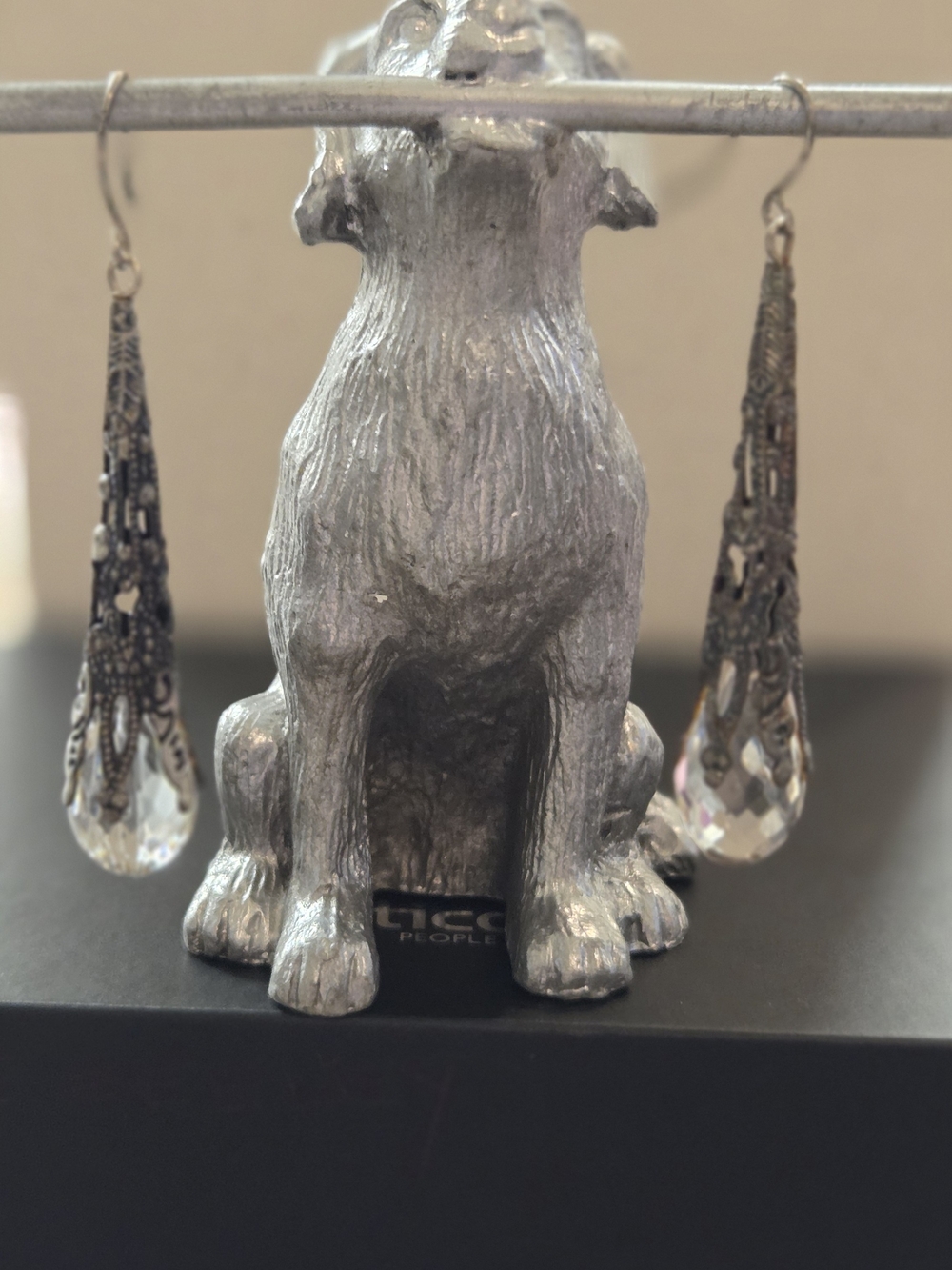 Silver Tone Vintage Look Drop Earrings